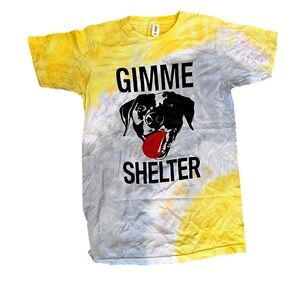 Gimme Shelter dog rescue adult Tie-Dye T-Shirt - Yellow and White S